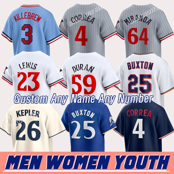 #4 Carlos Correa #25 Byron Buxton Twins Jersey Jhoan Duran Pablo Lopez Royce Lewis Edouard Julien Jose Miranda Ryan Jeffers Matt Wallner MIinnesota Ba