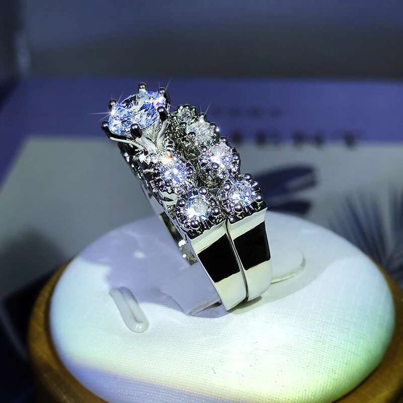 High-End Sparkg Zircon Ring Sterg Sier Suitable For Couples tail Parties Birthday Jewelry