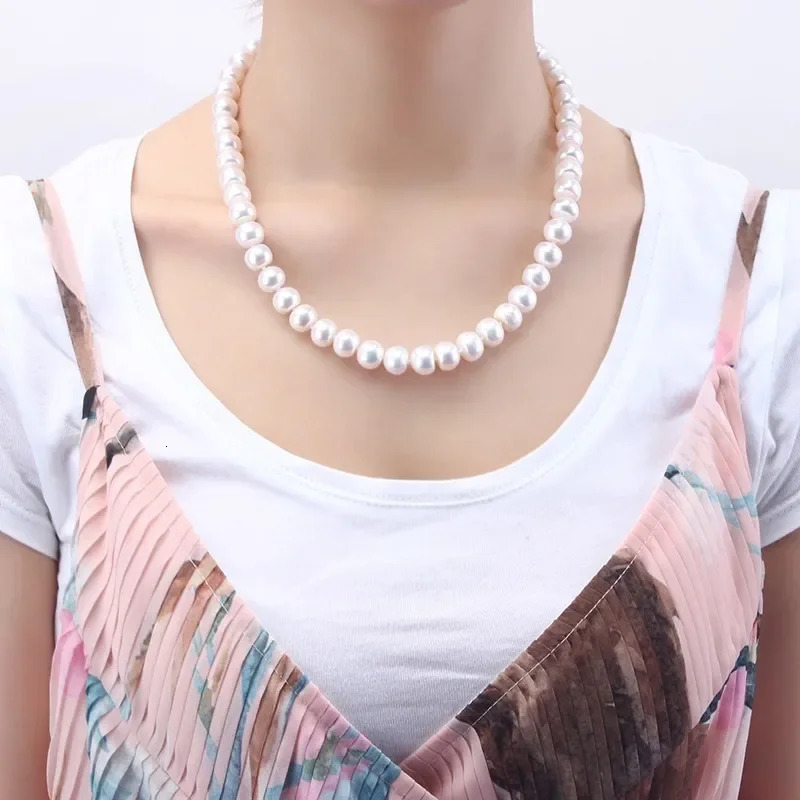 Dainashi Top Quality AAAA High Luster 6-11mm Natural Freshwater Pearl Necklace For Women Wedding Gift 45cm 925 Silver Clasp 250222