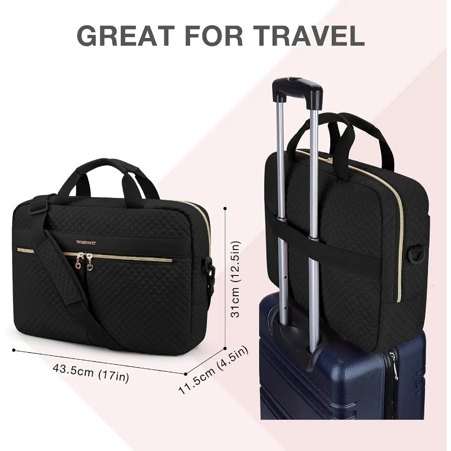 Ship from US BAGSMART 173 156inch Laptop Bag Womens Computer Messenger Office Travel Business Black 250227FBB