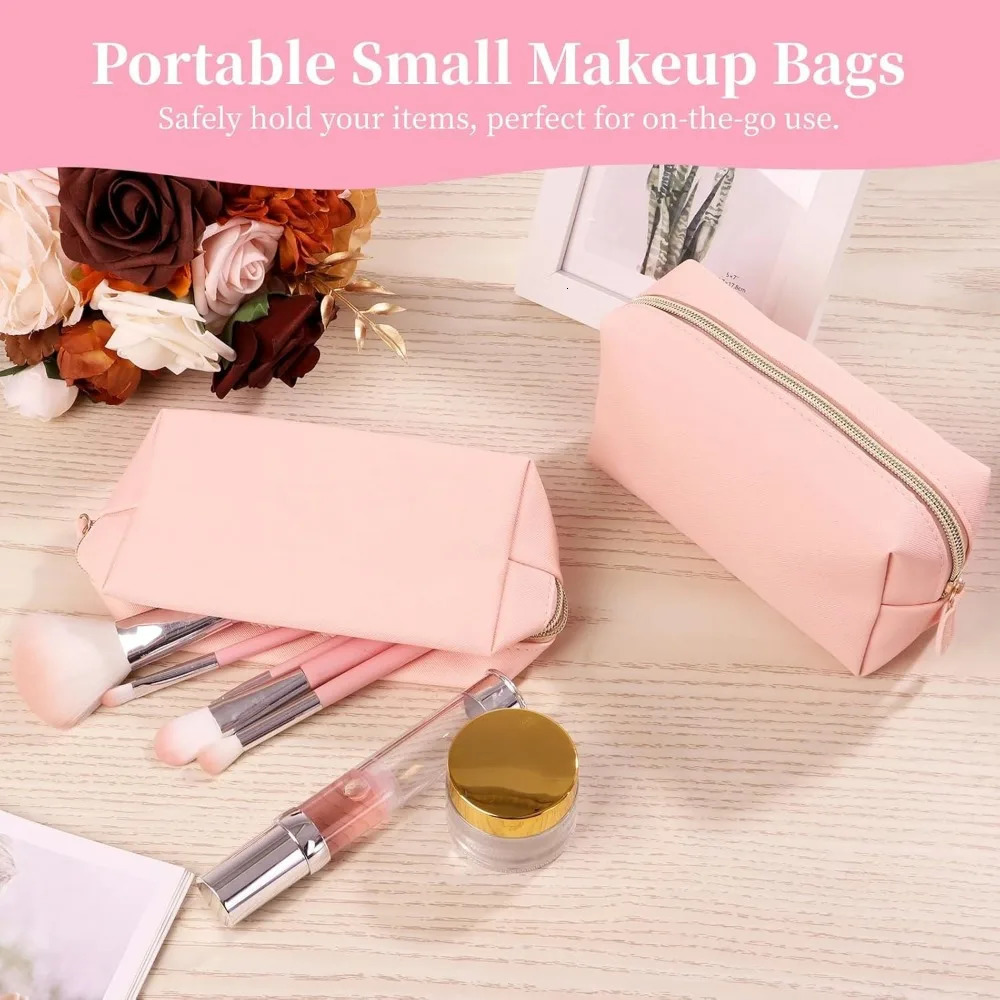 Ship from US PU Leather Womens Waterproof Cosmetic BagTravel Portable Toiletry BagDaily Storage Beauty Bag 250227FBB