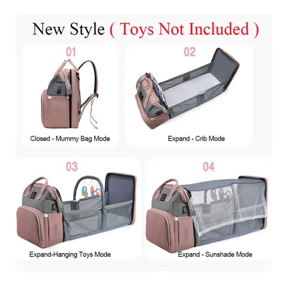 Diaper Bags Folding Mommy Bag Lightweight Portable Folding Crib Bed Large-capacity Baby Backpack Female Mommy Mummy Bag Outting Bag Y25022733O6