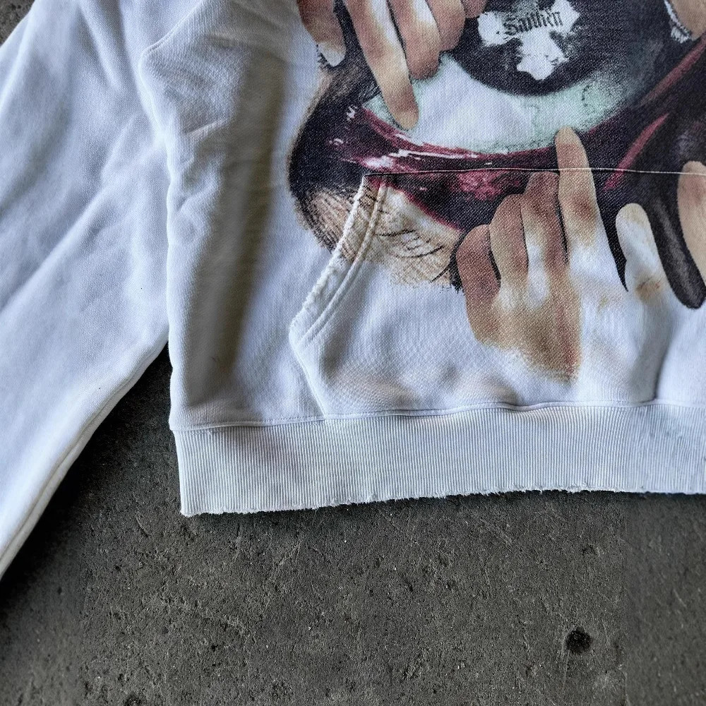 Y2k AutumnWinter Outfit Long Sleeve Hoodie Dark Retro Printed Sweatshirt Streetwear Hip Hop Punk Clothes Tops Trend Ootd 250226