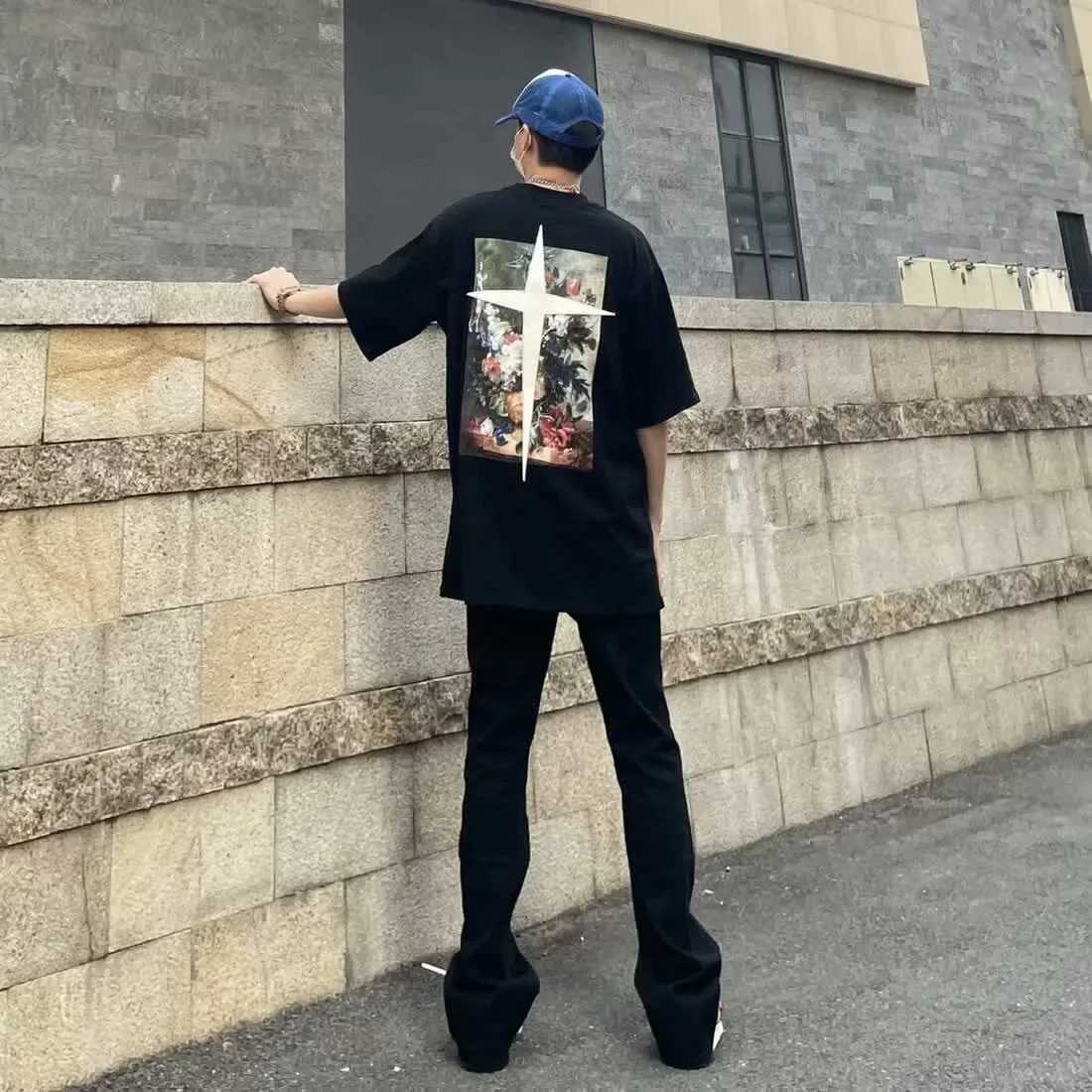 American Style Vintage Slimming Versatile Jeans For Men Summer Thin Loose Fit Bell Bottom Pants Black Trendy Brand High Street L X250227