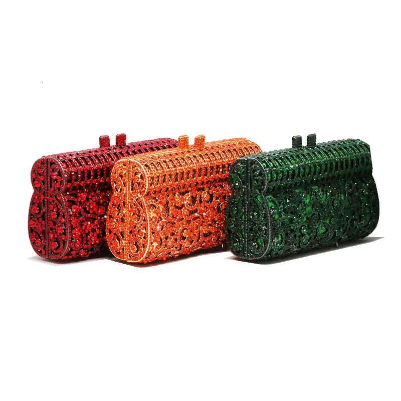 Fashionable Green wer Rhie Metal Women's Vintage Bag Designer Clutch Party HandBag Wedding Purse
