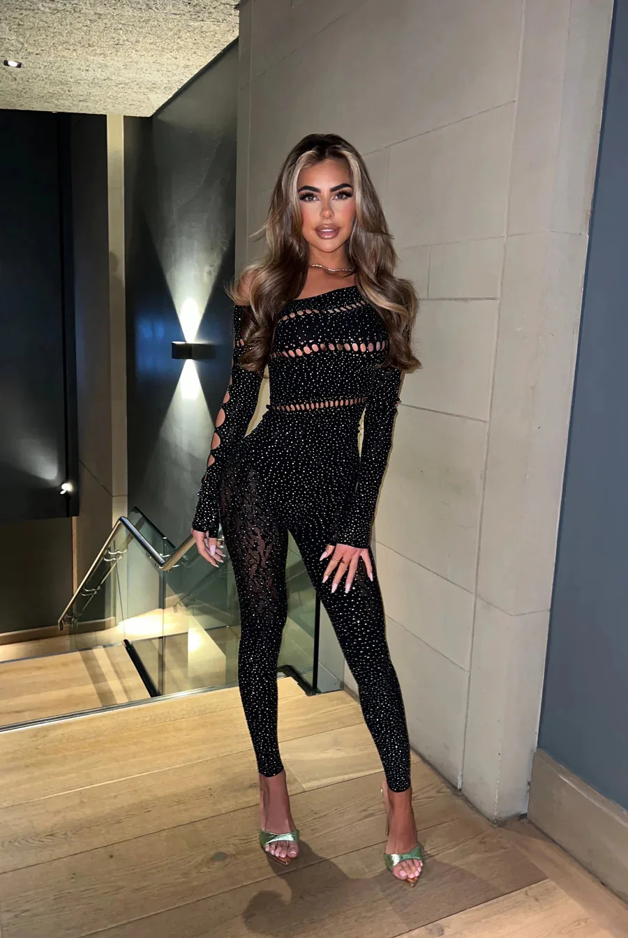 Off Shoulder Long Sleeve Jumpsuit for Women Hollow Out Slim Bodycon Rompers Fashion Streetwear Nightclub Party Overalls 250227