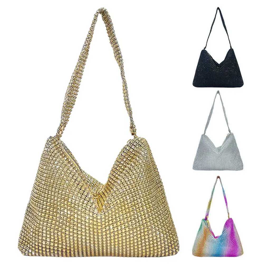 Glitter Evening Dinner Cluh Bag Elegant Women Lady Party Cocktail Wedding Bag Rhine Decorated Large Capacity Underarm BagXJ250227