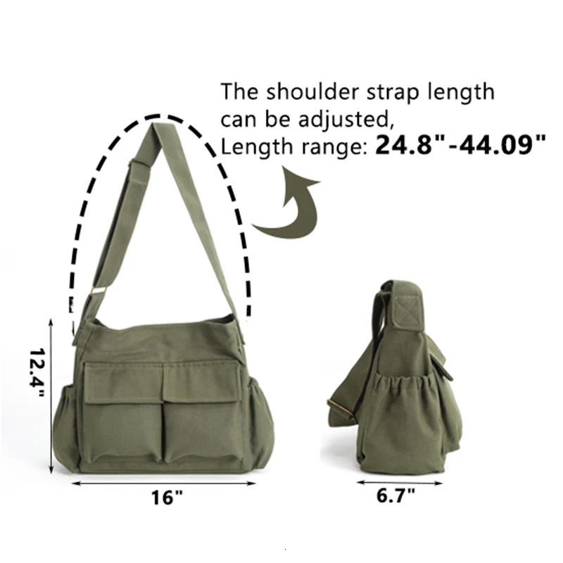 Ship from US Womens Shoulder Bag Vintage Handbag Canvas Teenager Messenger Corssbody Bags Large Capacity Casual Handbags 250227FBB