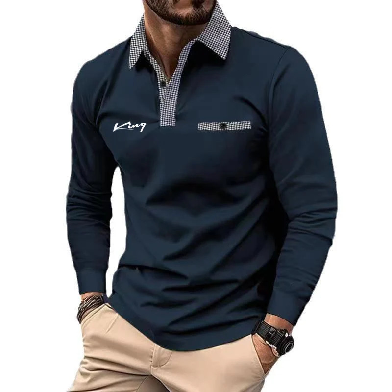 Spring and Autumn Mens Golf Polo Shirt Business Leisure Fashion Mens Long Sleeve Polo Shirt 250226
