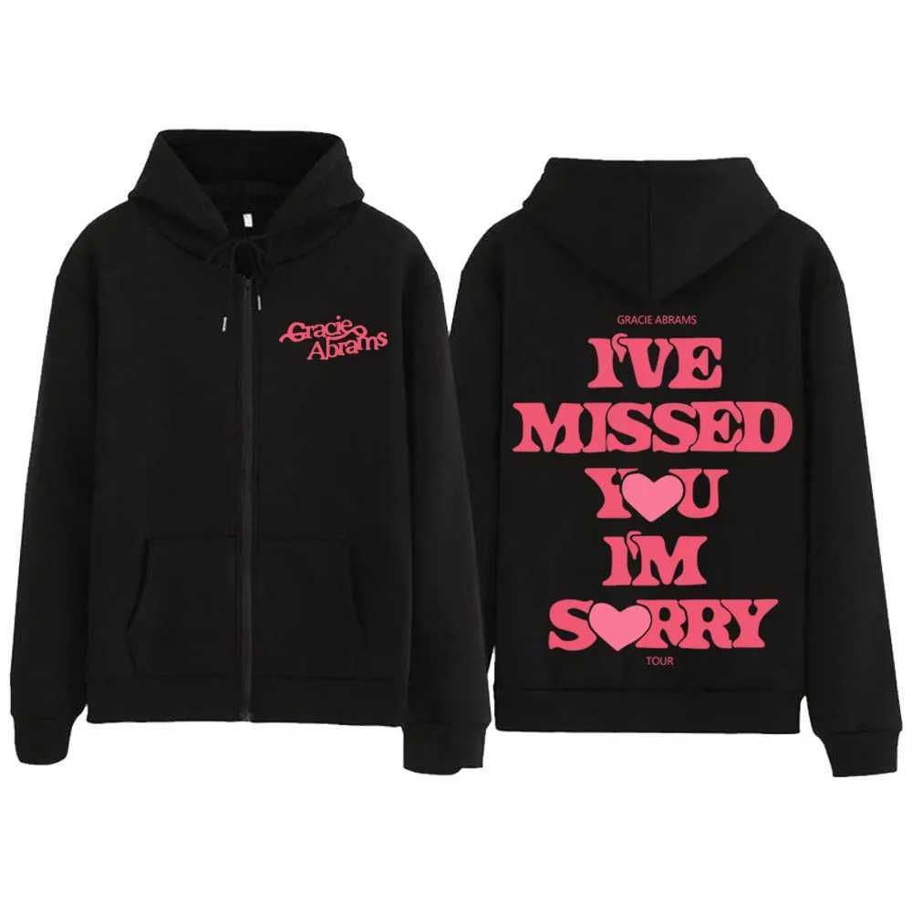 Gracie Abrams 2024 I Miss You Im Sorry Zip Up Hoodie Coat Gracie Abrams Zipper Graphic Men Women Sweatshirt Y2K Clothes X250227