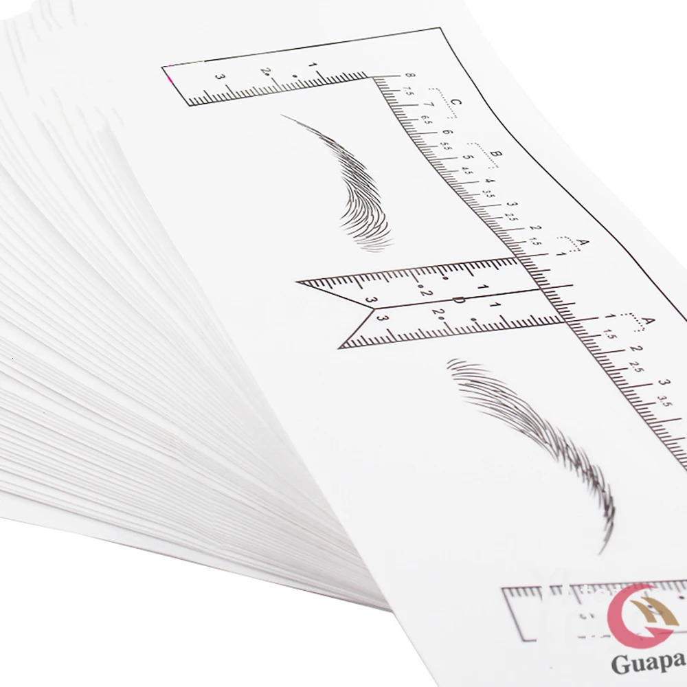 50pcs/lot Eyebrow Stencils Shaping Disposable Eyebrow Ruler with Brow Shape Eyebrow Ruler Sticker for Permanent Makeup Tools 250224