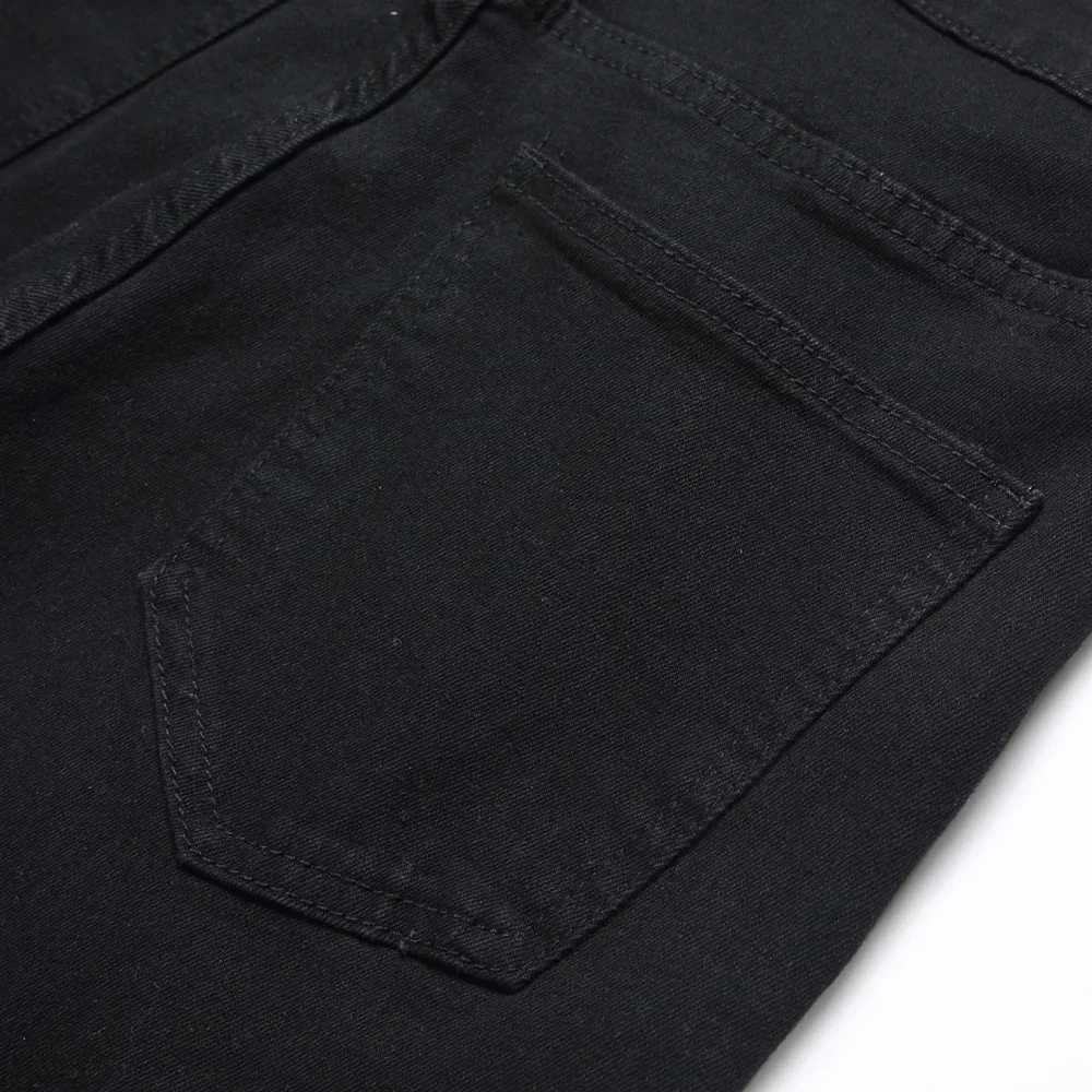 Mens Fashion Holes Patch Stretch Black Skinny Jeans Trouser Distressed Cotton Male Casual Jogging Denim Pants X250227