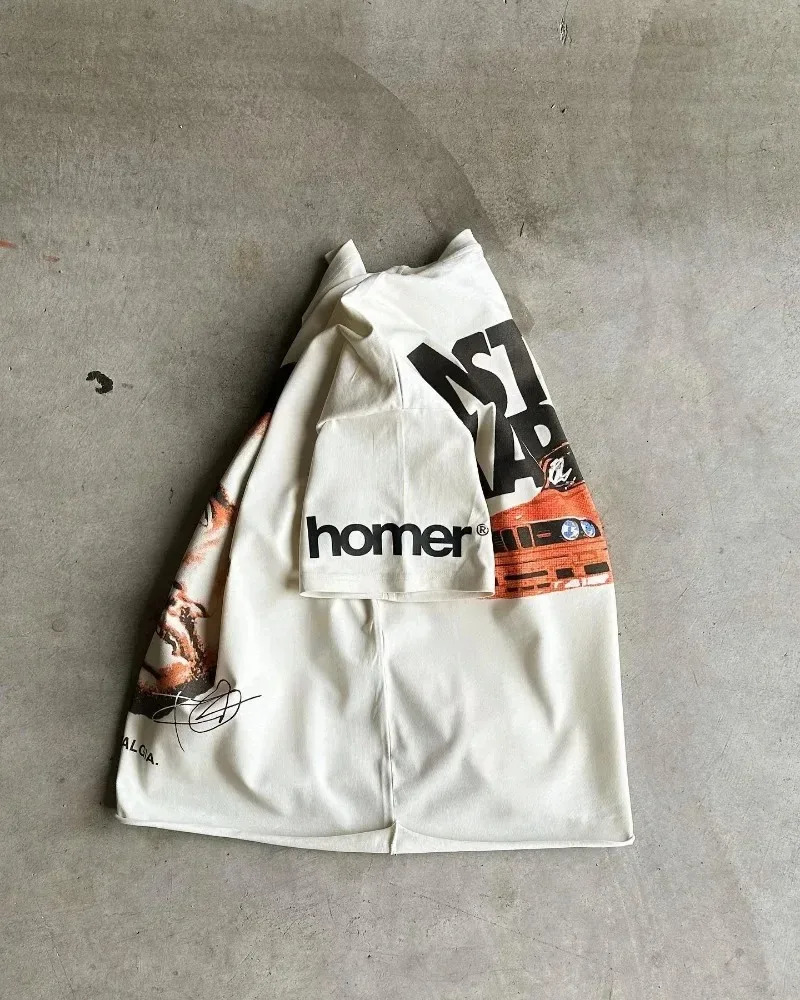 Vintage Street Oversized Portrait Printed Short Sleeve Tshirt Men Y2k Goth Harajuku Fashion Couple Casual Loose Sports 250226