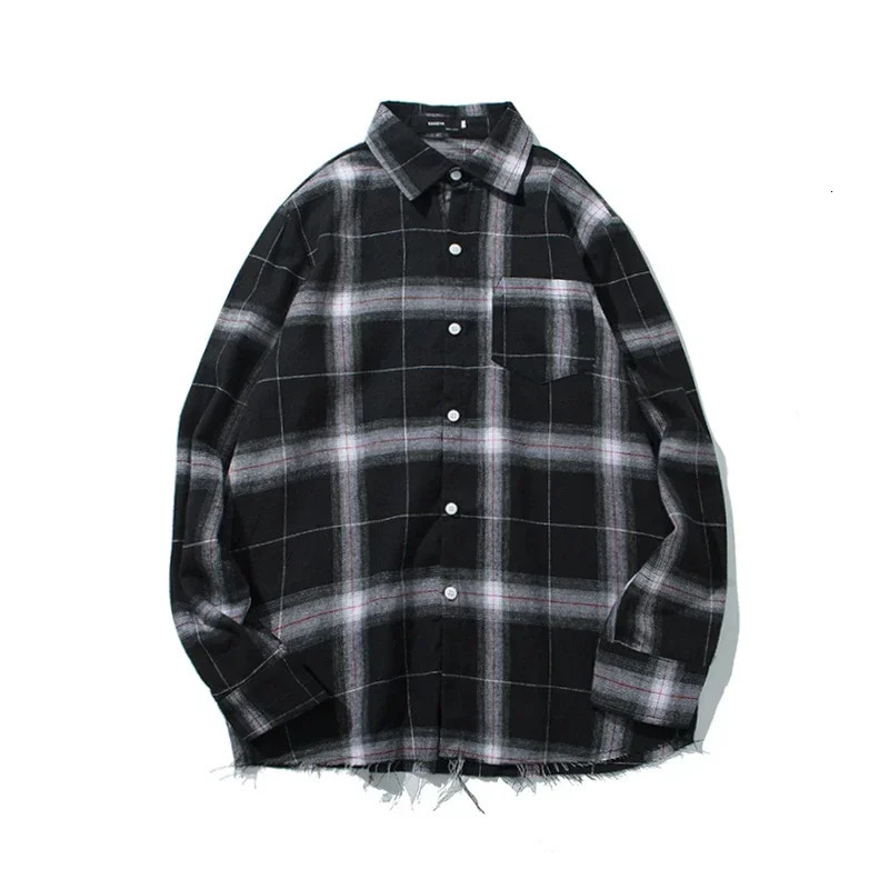 Spring Fashion Plaid Shirts Oversized Long Sleeve Shirt Men Loose Casual Flannel Checkered 250226