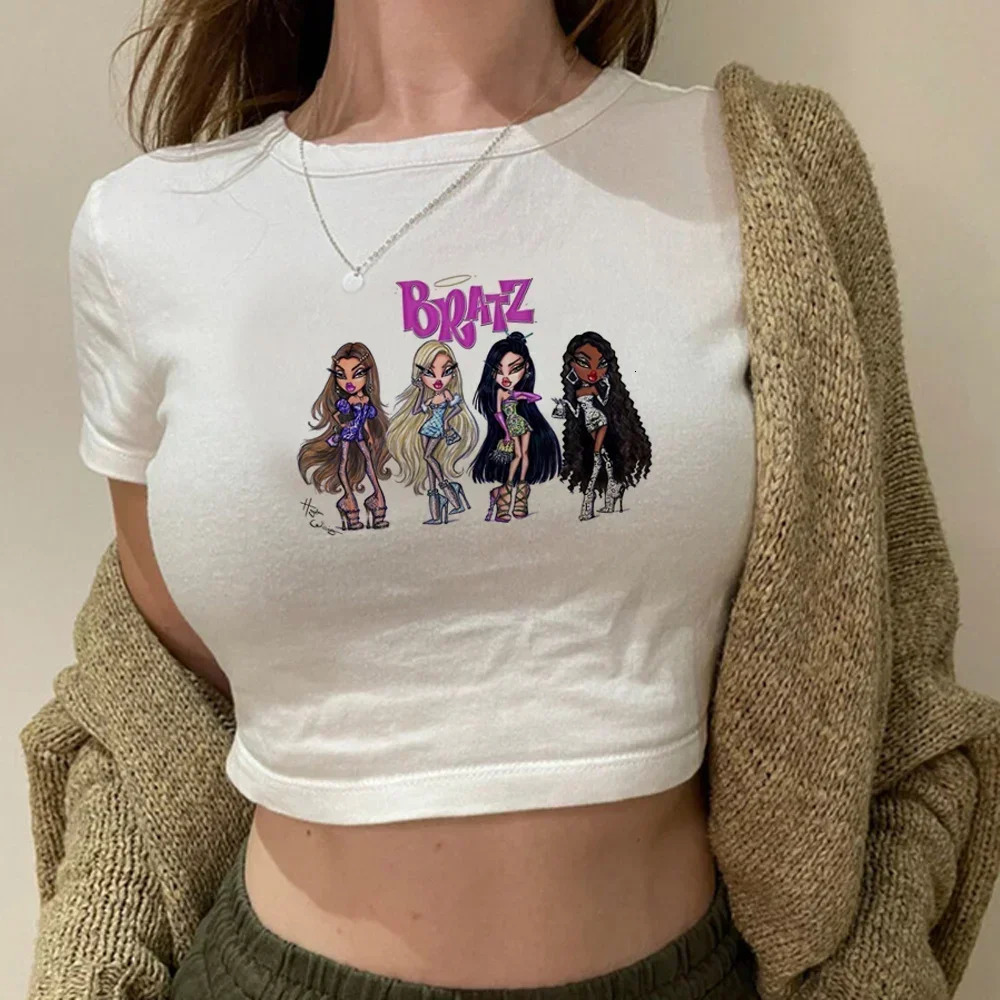 Bratz Vintage Cyber Y2k Crop Top Harajuku Fairycore Hippie Yk2 T-shirts 250227
