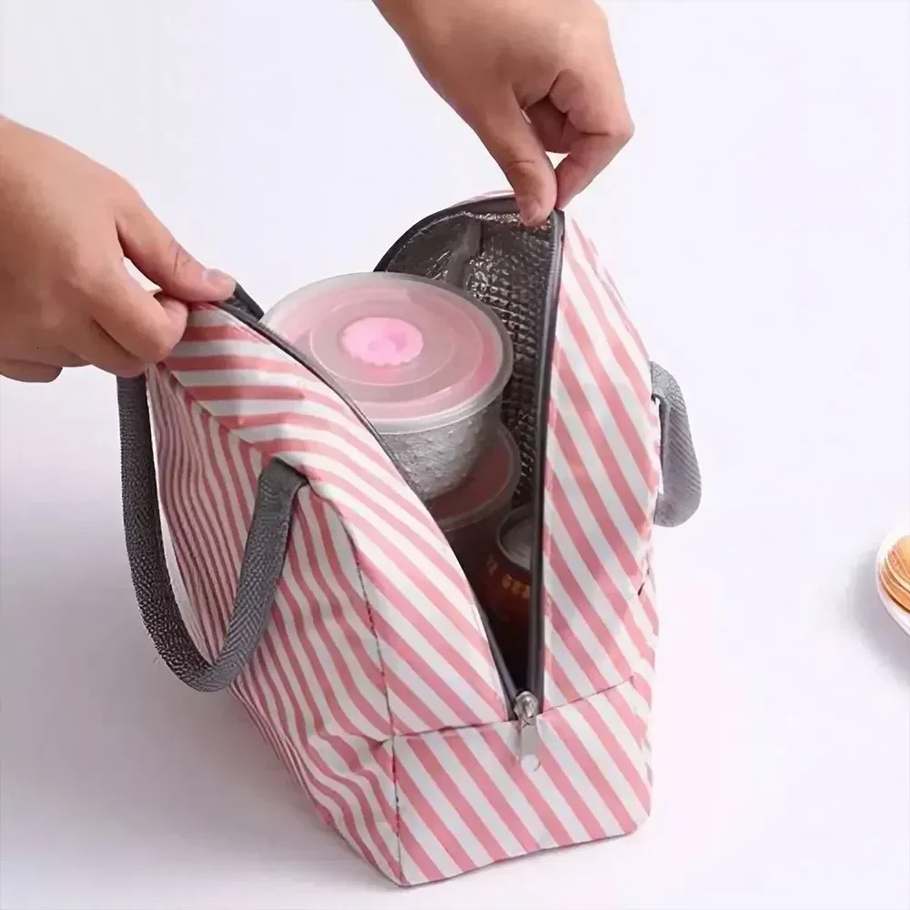 Ship from US Functional Pattern Cooler Lunch Box Portable Insulated Canvas Bag Thermal Food Picnic Bags For Women Kids 250227FBB