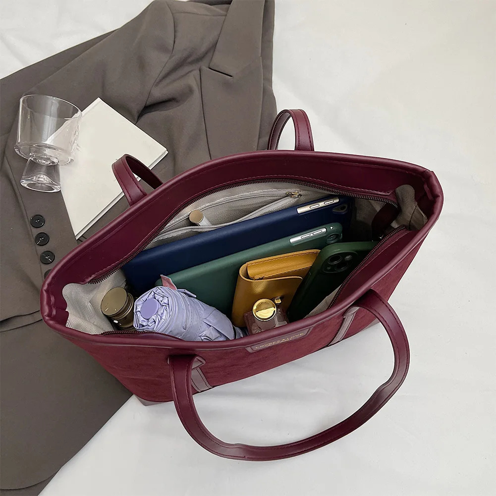 Ship from US Suede Bag Retro Underarm Shoulder Large Capacity Top Handbag Wallet 250227FBB