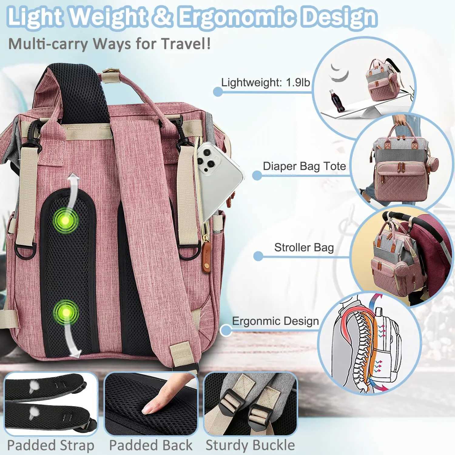 Diaper Bags Unisex Fashion Pacifier Case Changing Pad Large Capacity Mummy Backpack Diaper Bag For Travel Y250227VFYM