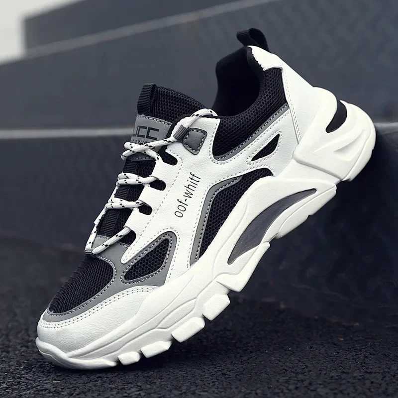 Mens Shoes Sneakers Lace Up 2025 New Autumn Breathable Mesh Shoes Leisure Thick Soled Comfort Non Slip Outdoor Running Shoes Z250227