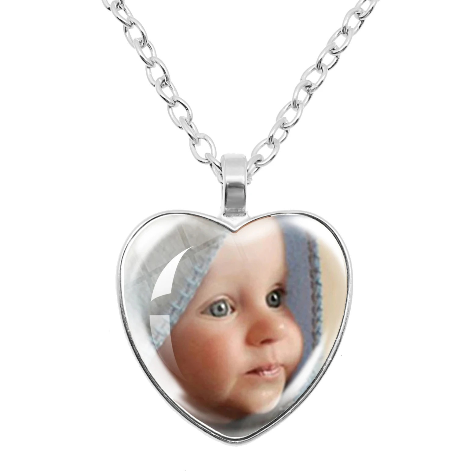 Personalized Custom Pendant Peach Heart Necklace Glass Pendants Mum Dad Baby Grandpa Parents Gifts 250117