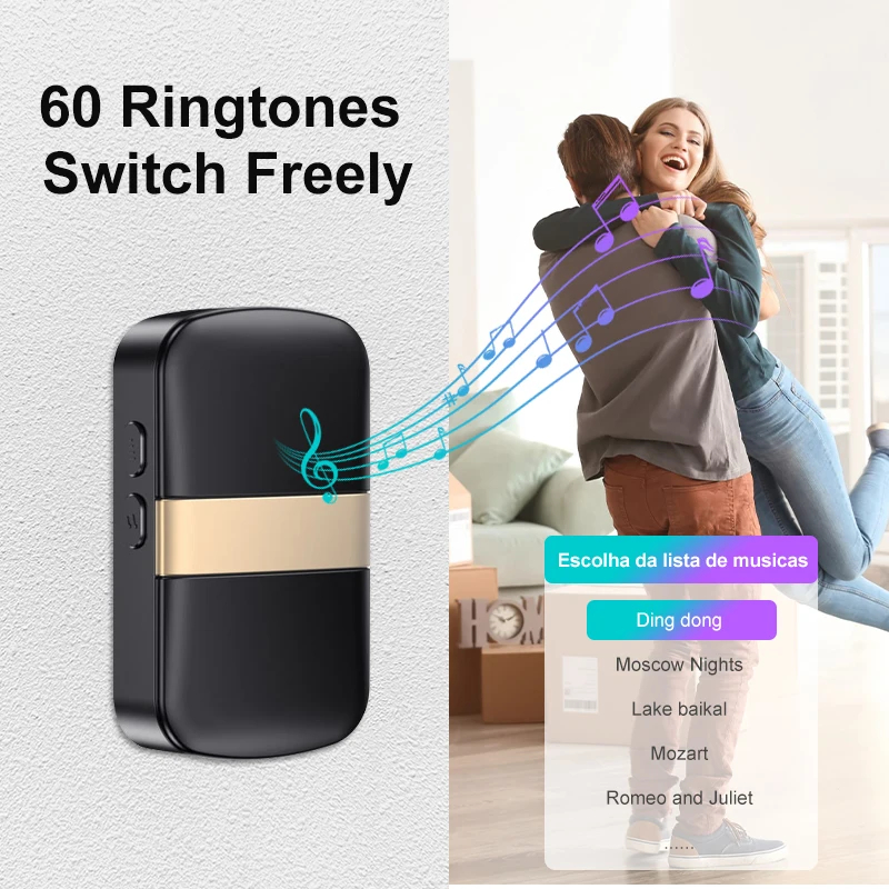 LED Flash Smart Doorbell Wireless Doorbell Home Battery Type DoorBell call Reminder Home Safety Alarm