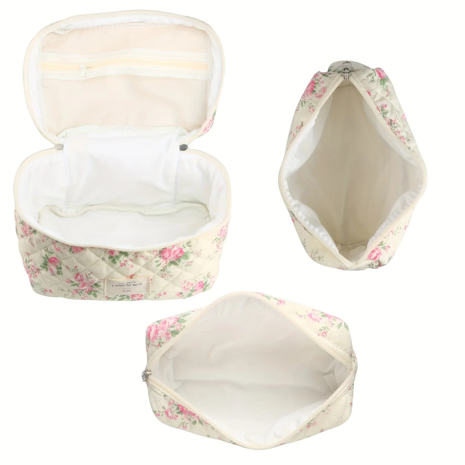 Ship from US Cute womens makeup bag 3 pieces travel bedding Coquette aesthetic floral toilet organizer 250227FBB