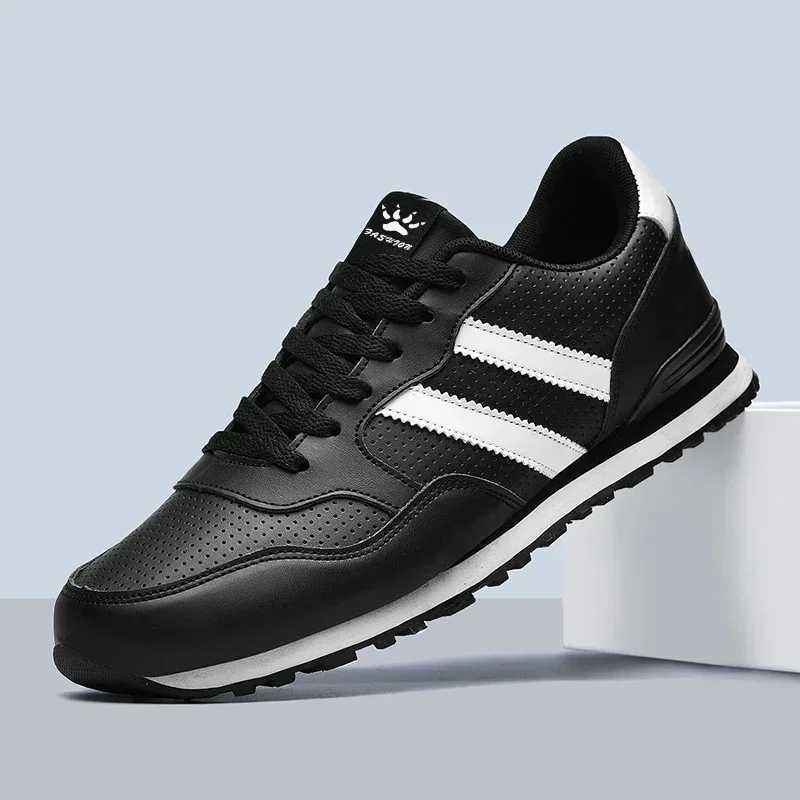 2024 Men Classical Running Shoes Lightweight Leather Outdoor Casual Sneakers Men Comfortable Sport Breathable Flat Jogging Shoes Z250319