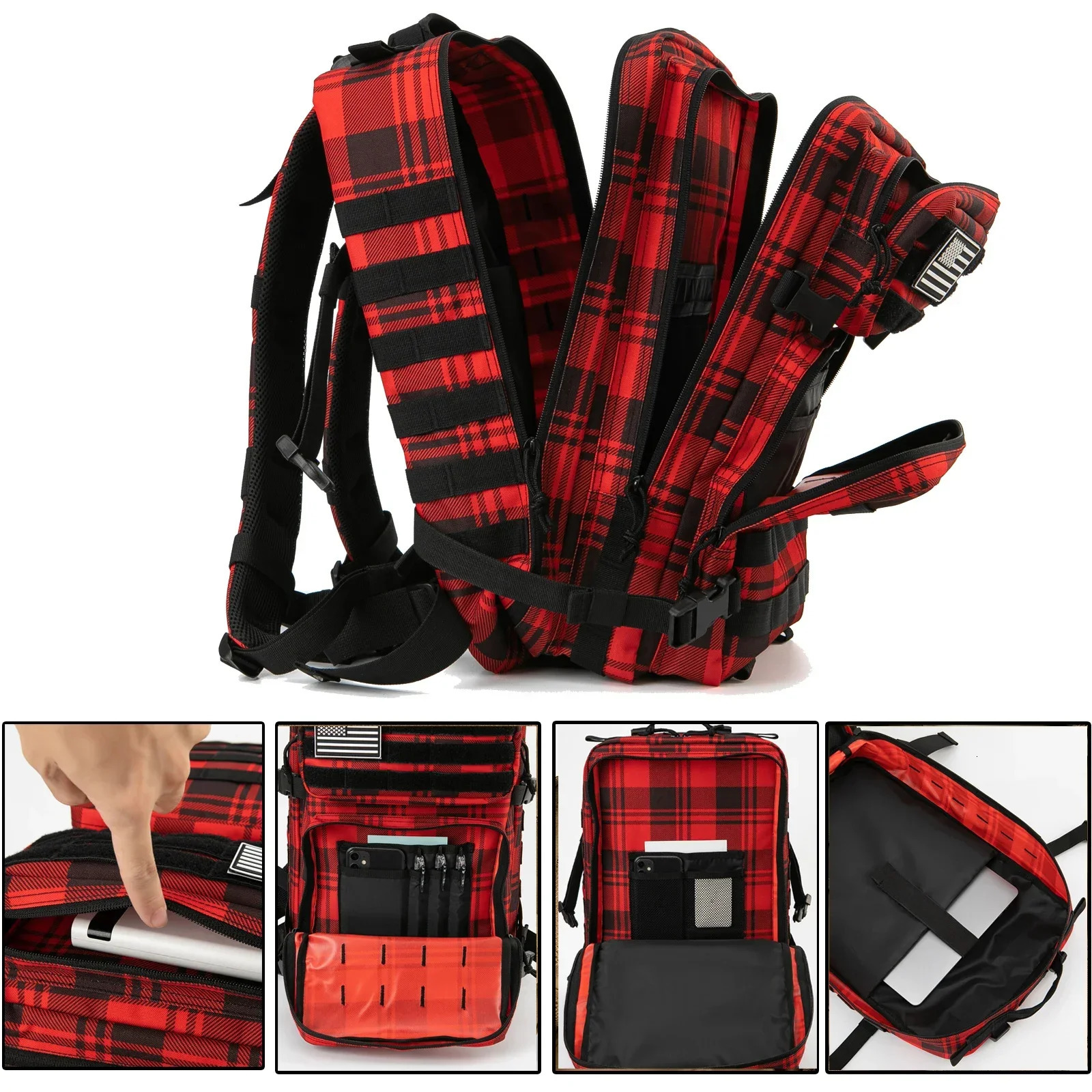 Ship from US 45L Tactical Backpack Outdoor camping equipment Camouflage Bag Trekking hiking Rucksacks school backpacks for college students 250227FBB
