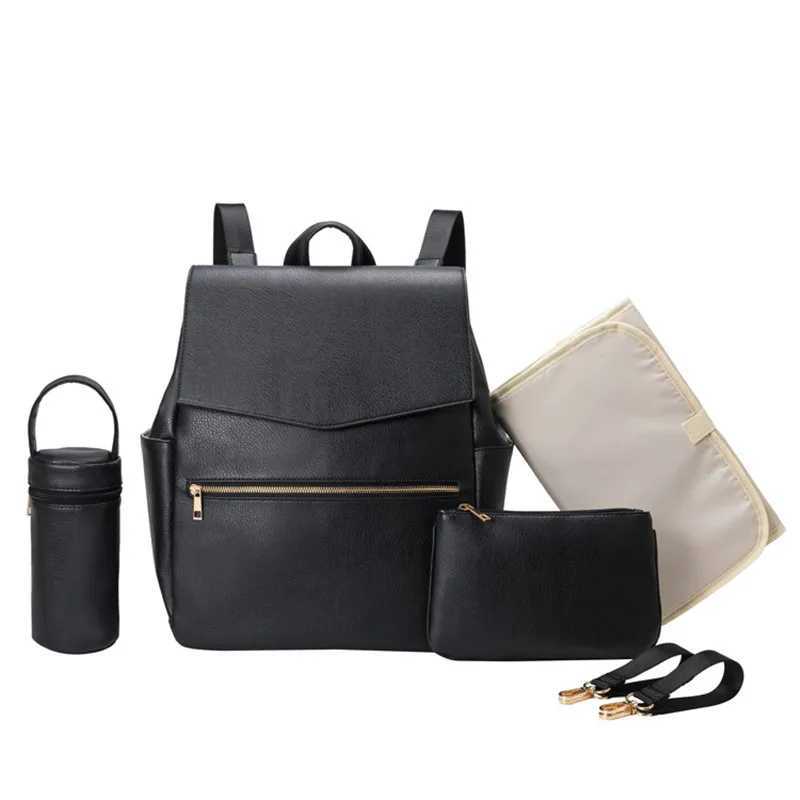Diaper Bags PU Leather Diaper Bag Backpack Large Capacity Baby Diaper Bag Waterproof Maternity Bag For Stroller With with Diaper Pad Y250227PFKF