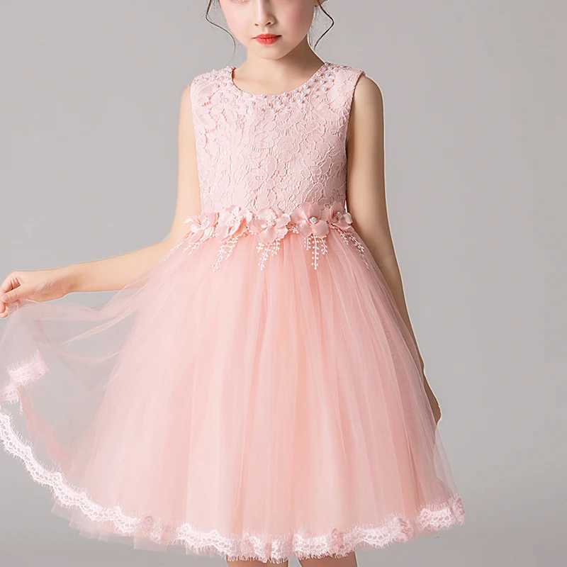 Girl's Dresses Kids Girls Dress Wedding Party Clothes Flower Beading Gown Princess Summer Girls Frock Costumes Childrens Elegant Dress Y250227D8Y