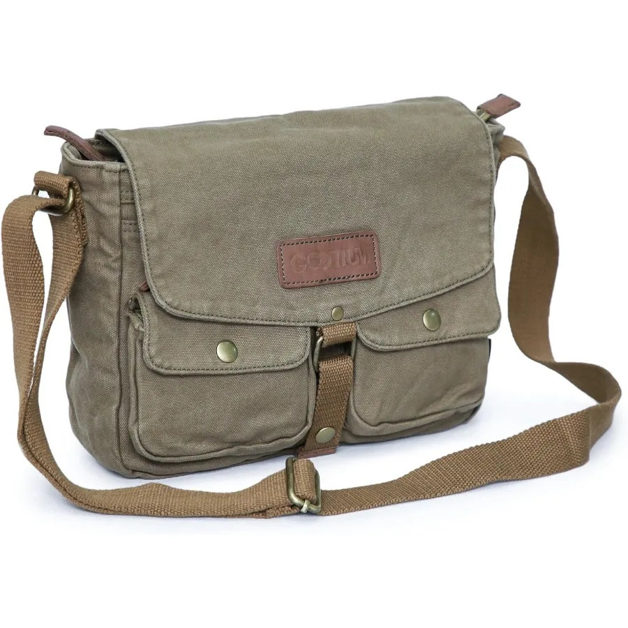 Ship from US Canvas Messenger Bag Vintage Crossbody Shoulder Military Satchel 250227FBB