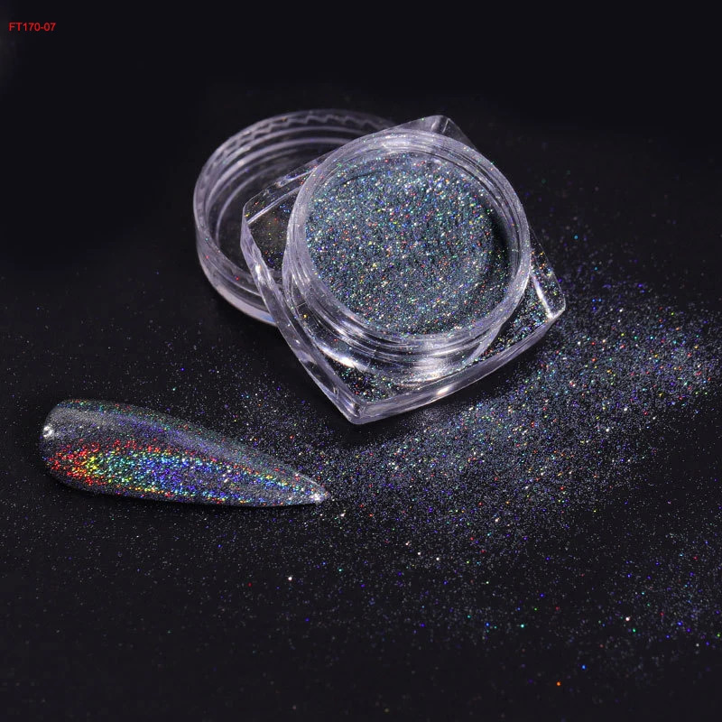 12Jars/set Holographic Glitter Nail Fine Powder 0.05mm Super Shinying Unicorn Rainbow Laser Powder DIY Mirror Manicure Powder 250227