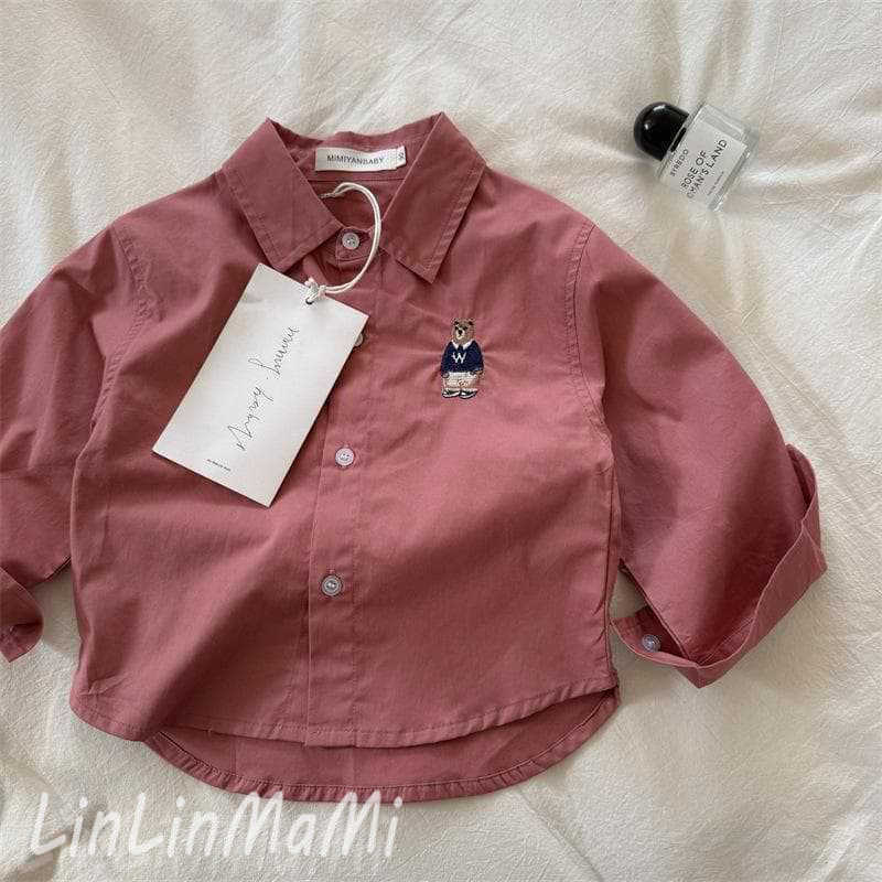 T-shirts 2025 Boys Spring New Product Teddy Bear Cartoon Solid Color Shirt Boys Baby Wear Long Sleeve Shirt Top TrendyY250227A4VF