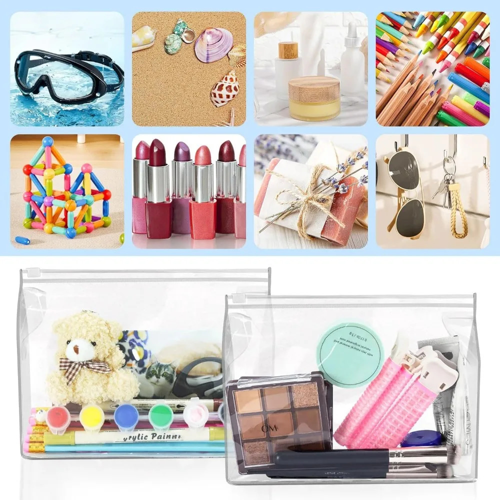 Ship from US Mini transparent makeup bag tissue small waterproof zipper plastic cosmetic 250227FBB