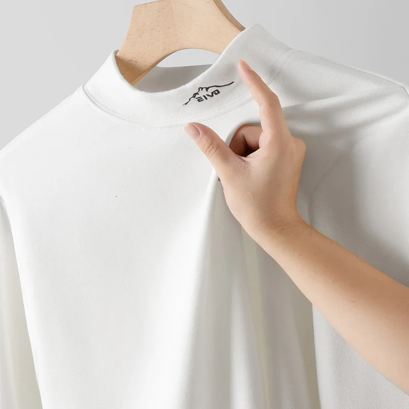 Large mens winter T-shirt half neck wool long sleeved bottom mens inner top 10XL in size 250225