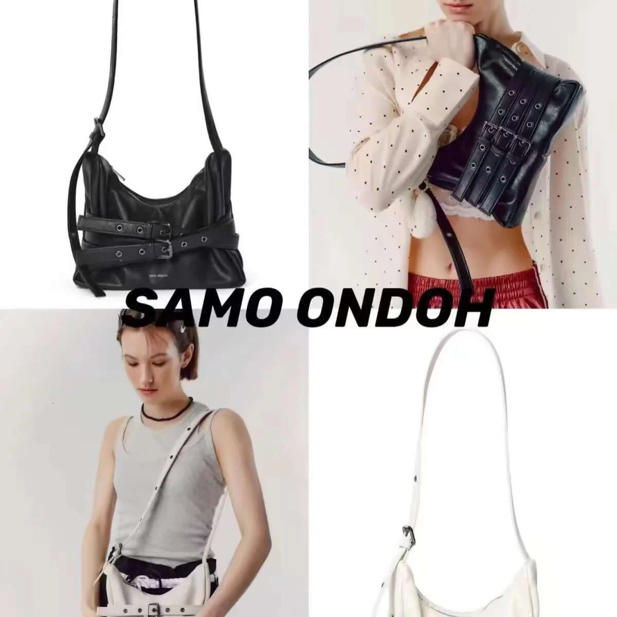 Korean Star's Same Small Samoondoh Trendy Cool Motorcycle SAMO ONDOH Strap Casual Single Shoulder Cross-Body Bag