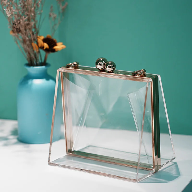 Ship from US Personalized Color Po Acrylic Purse Messenger Trapezoidal Clear Clutch Bag Summer Wedding Party Shoulder Messeng 250227FBB