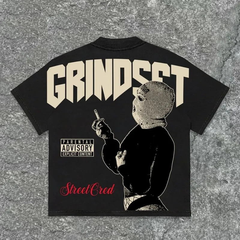 Gang Street Culture Retro Graphics Cotton TShirt Men Y2K Summer Casual Oversize Short Sleeve Tshirt Streetwear Women Top 250226