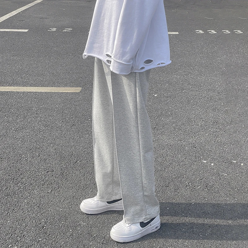 Drawstring Sweatpants Mens Fashion Casual Wide-leg Pants Men Streetwear Loose Straight Trousers Mens Joggers Track Pants S-2XL 250225