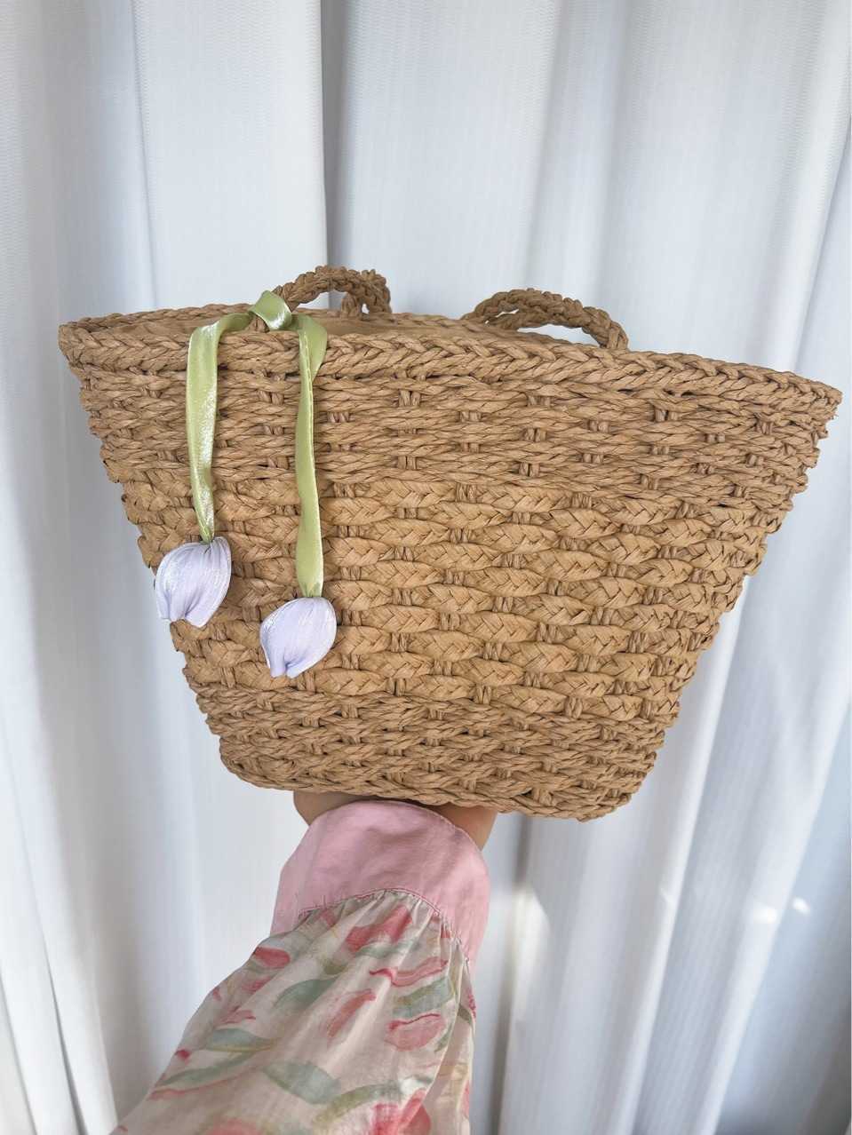 Small Fresh Woven Bag for Women 2025 New Summer Handheld Vegetable Basket Beach Bag Large Capacity Single Shoulder Bucket Bag