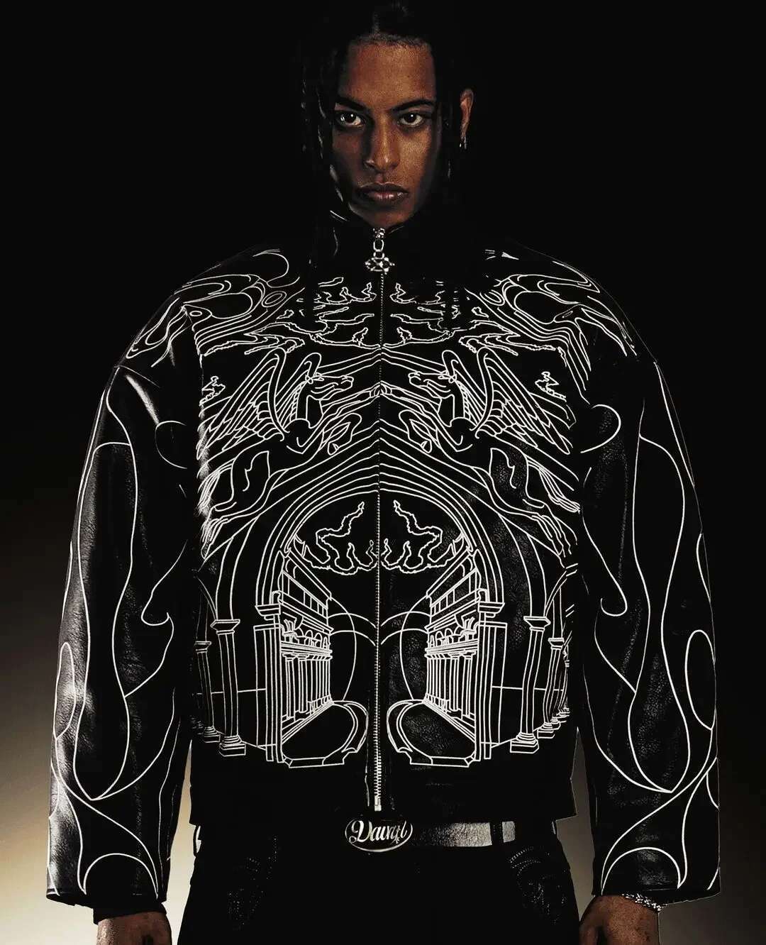 Retro Y2k Gothic Jackets for Men Hip Hop Rock e Letter Pattern Pu Leather Black Thickened Loose Zipper Jacket Coats