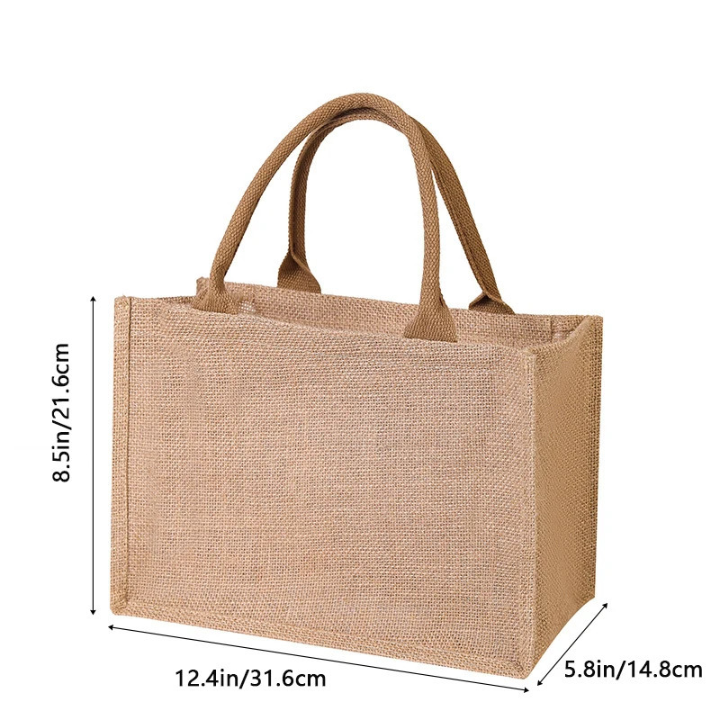 Ship from US Womens largecapacity zipper jute bag fashionable versatile handheld shopping mens outing travel hand carry Tote 250227FBB