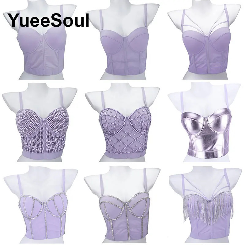 Purple Y2K crop top y diamond party evening tight corset summer sweet casual high street club sexy womens clothing 250226