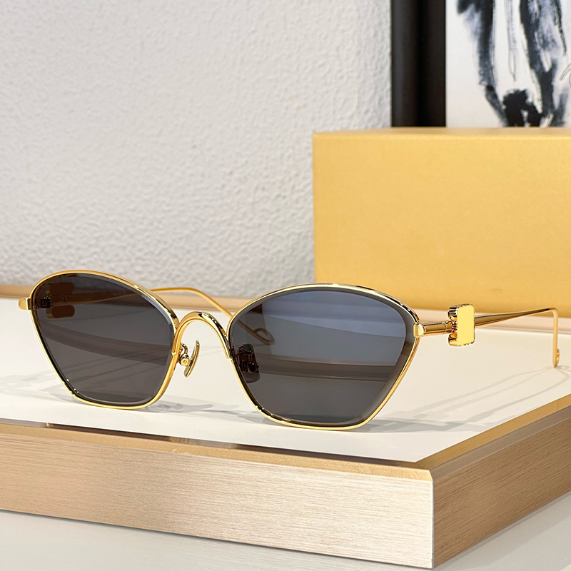 Fashion Designer Women Anagram Hexagonal Sunglasses 40115 Classic Metal Frame Women Cat Eye Sunglasses UV400 Leisure Beach Vacation Driving