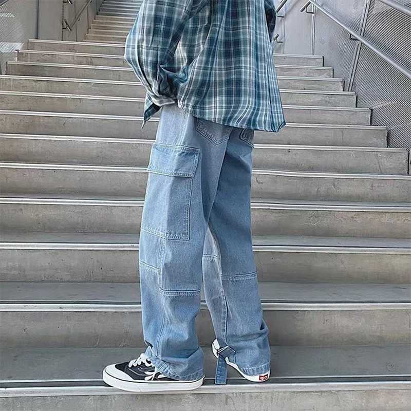 Mens Wide Leg Jeans Unisex Spring cargo pants Hip Hop Streetwear outdoors New Loose Straight Baggy Denim Pants Male work jeans X250227