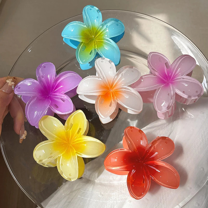 Six color gradient flower hair accessory set beach style clip claw summer 250218