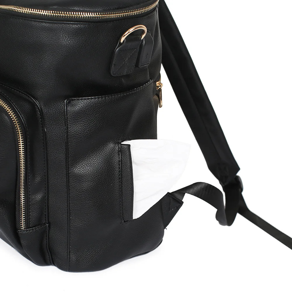 Baby Diaper Bag Backpack Solid PU Leather Mummy Maternity Bag Large Capacity Travel Back Pack Stroller Bags with Changing Pad 250227