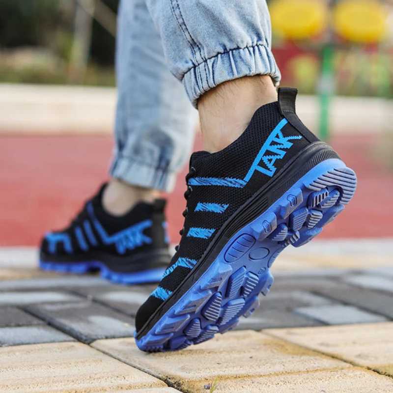 Knit Safety Shoes Solid Soles Mens Breathable Work Sneakers Steel Toe Anti-smash Safety Shoes Puncture-Proof Protective Shoes Z250227