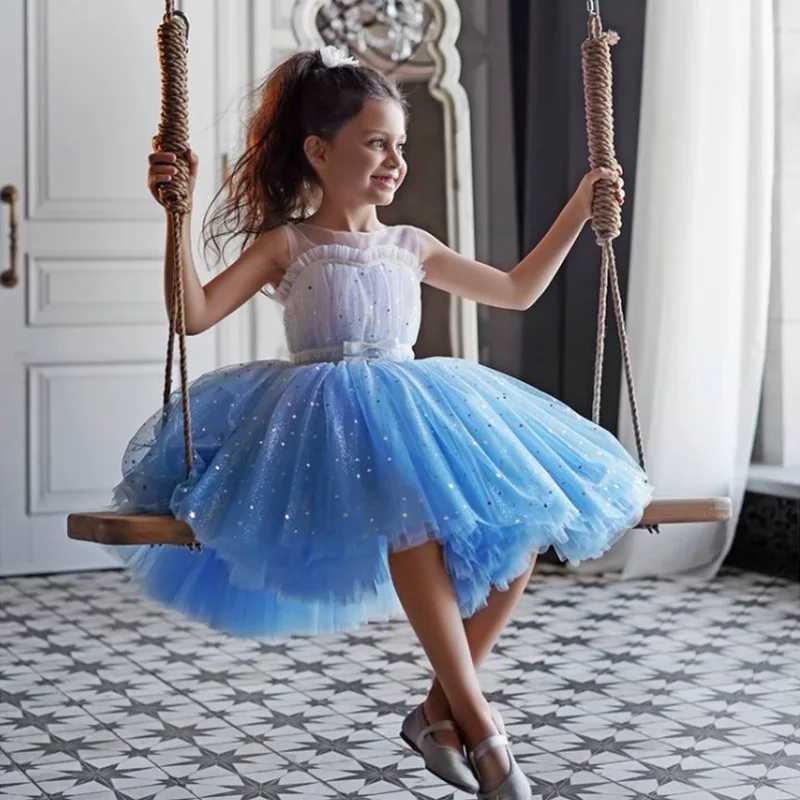 Girl's Dresses 2-10Y girl dress baby girl princess dress sheer baby girl party wedding Vestido Gauze Tutu Pageant birthday baby costume Y250227JG