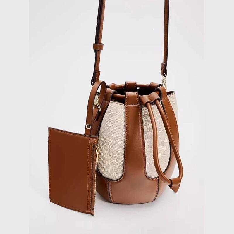 toteBag Shoulder bag ROSE NOIRE New Splicing Multi Color Drawstring Bucket Large Capacity Commuter Fashion Leisure Single Shoulder Crossbody Bag